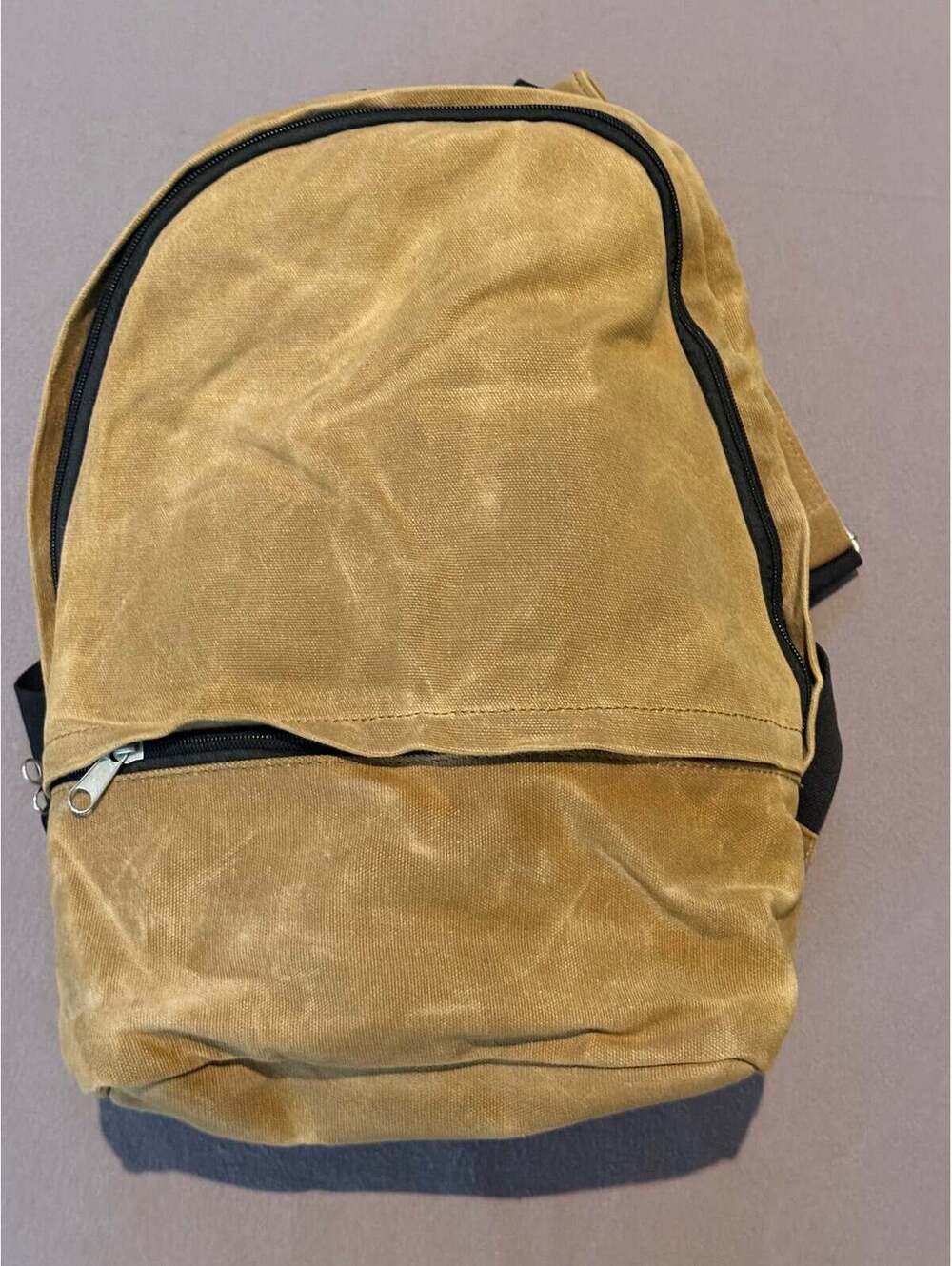 Mustard Waxed Canvas Backpack – Utility Rucksack with Black Straps